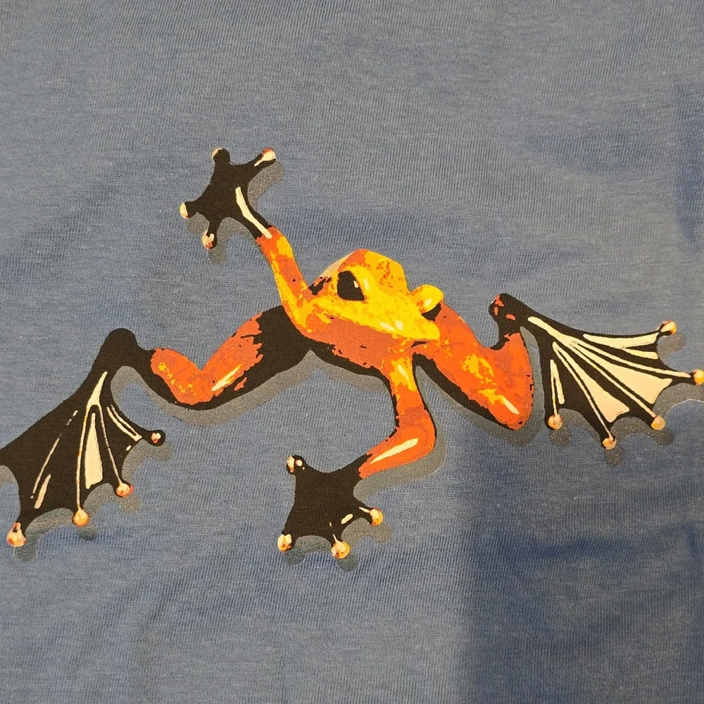 Frogman Blue Graphic T-Shirt with Colorful Frog Print, New Size S - Picture 6 of 6